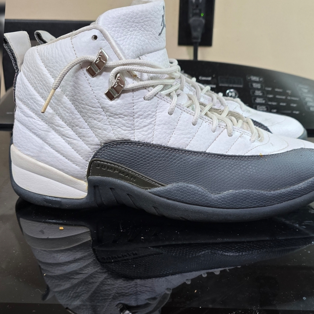 Jordan White and Gray High-Top Sneakers with Textured Upper